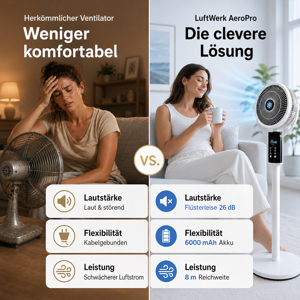 LuftWerK™ AeroPro – Leise Kühlung für warme Nächte